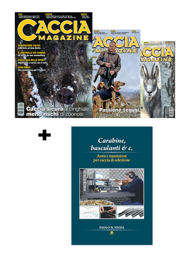 Pacchetto Abbonamento Caccia Magazine cartaceo + Libro Carabine, basculanti & c.